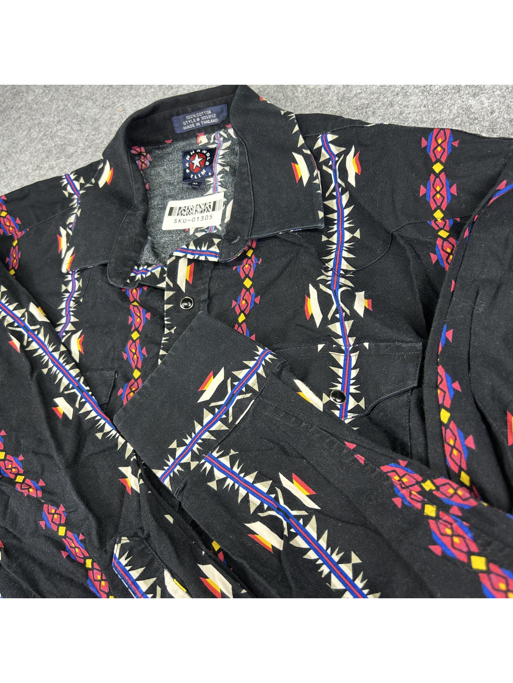 Panhandle Slim Western Shirt Men XL Pearl Snap Southwest Aztec Geometric Black